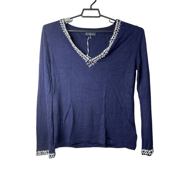 Duffield Lane Briggs Beaded Sweater Top Lightweight Small New - Picture 9 of 9